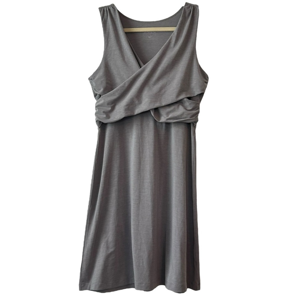 Athleta Women’s‎ Gray Adriana Wrap Front Sleeveless Dress  Sz M - Picture 2 of 8